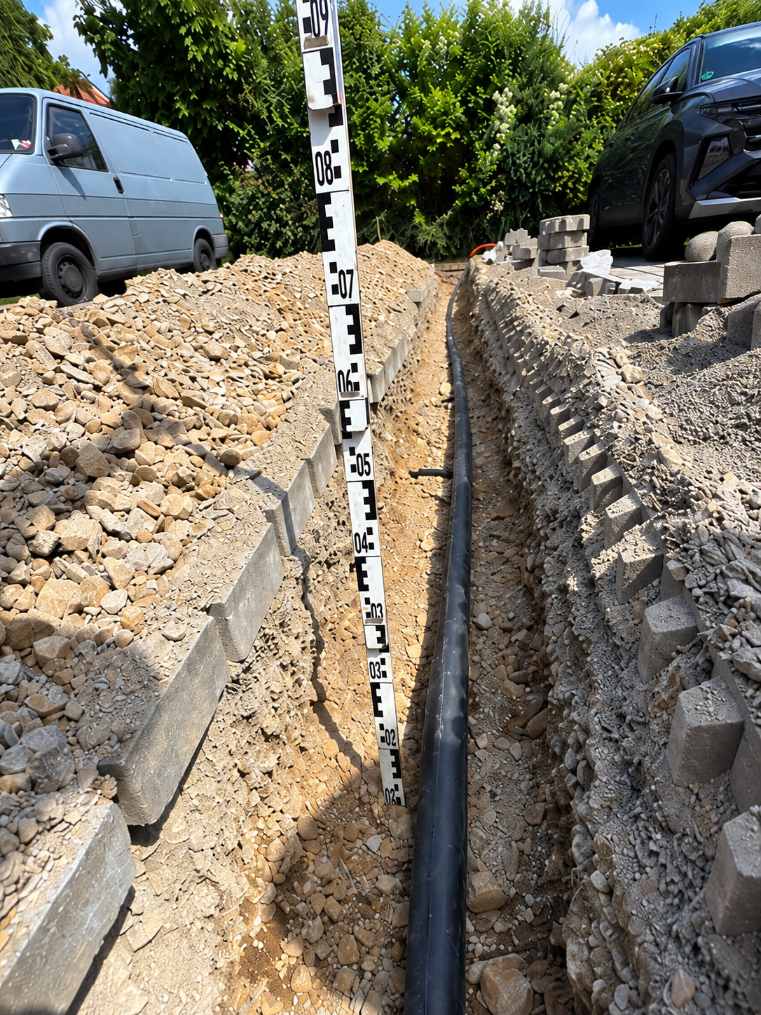 Verlegung Leerrohre - Baustelle